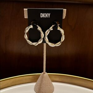 DKNY Silver Twisted Hoop Earrings